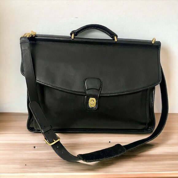 Coach Vintage Beekman Black Leather Briefcase - Style #5266 - Picture 1 of 17